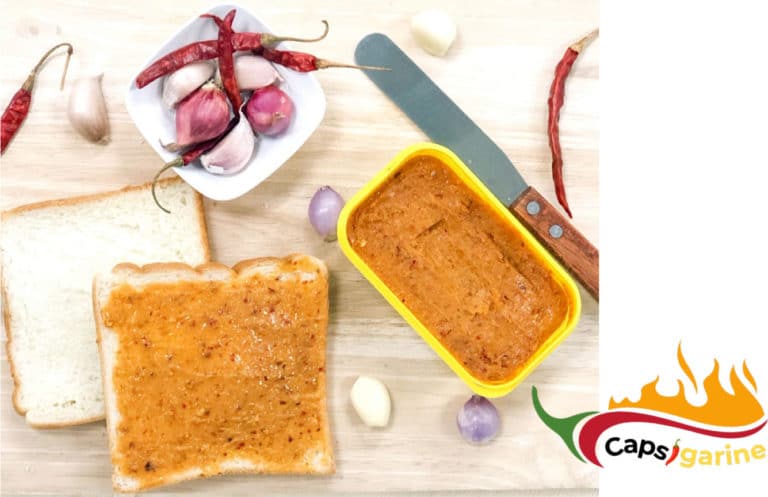 ผลิตภัณฑ์เนยเทียมพริกเผาสูตรสมดุลไขมันโอเมก้า Omega-balanced fat spread blended with roasted chilli paste