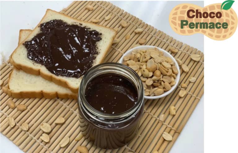 สเปรดถั่วลิสงบดหยาบรสช็อคโกแลตสูตรเสริมใยอาหารจากผงกากงาขี้ม้อน Chocolate peanut spread supplemented with fiber-rich perilla seed cake powder